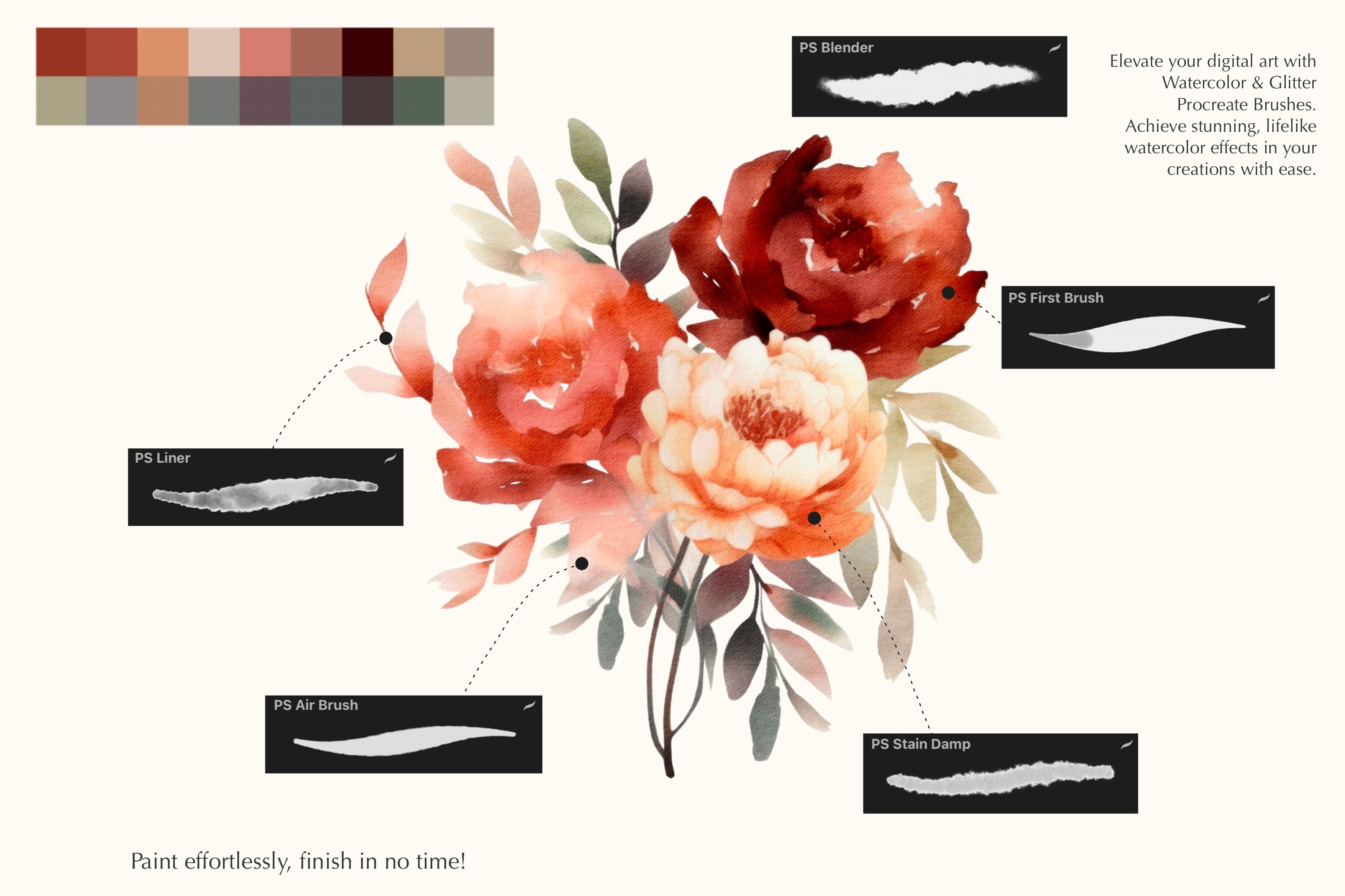 Watercolor & Glitter Procreate Brushes - photo 2