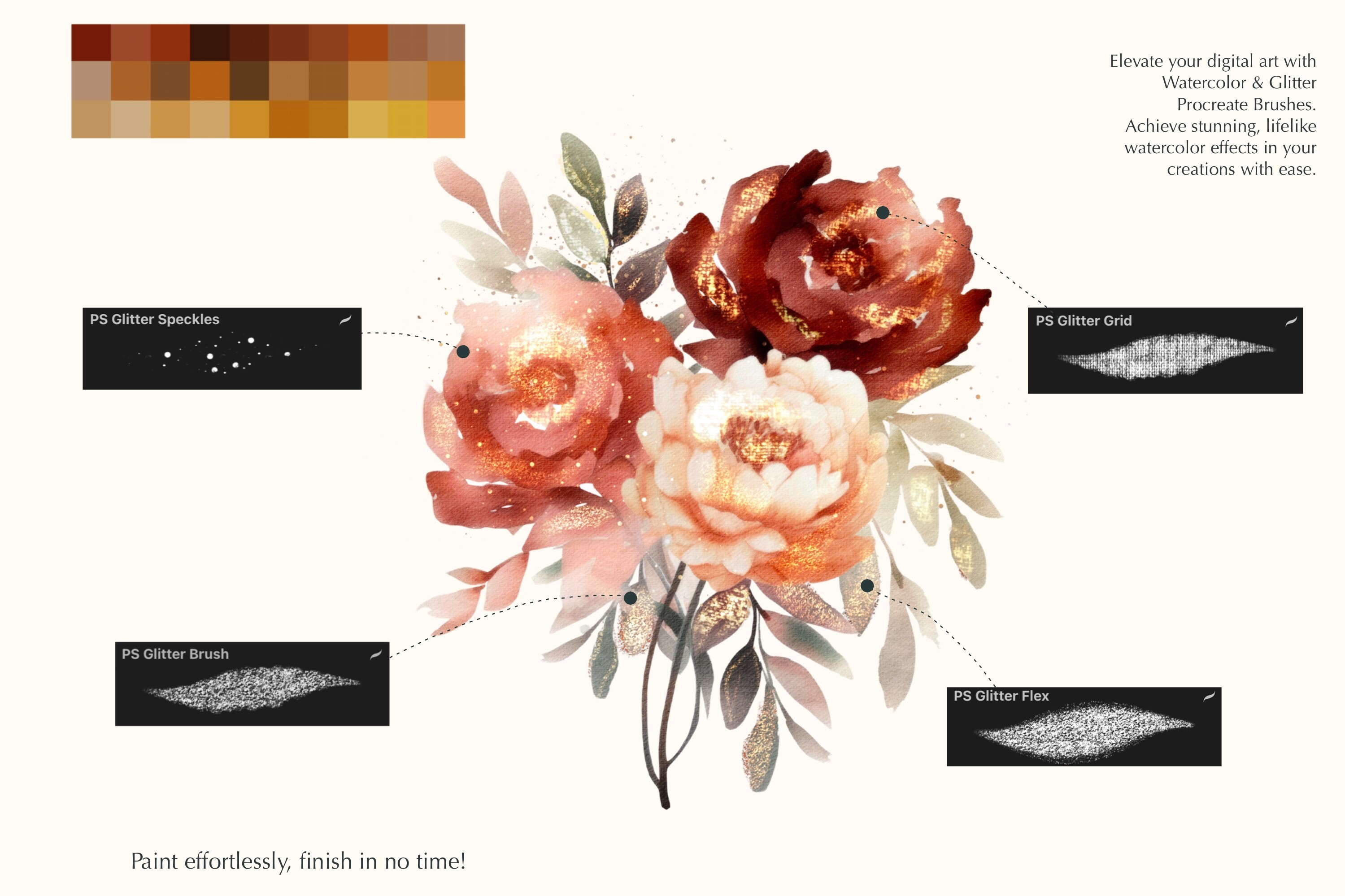 Watercolor & Glitter Procreate Brushes - photo 3