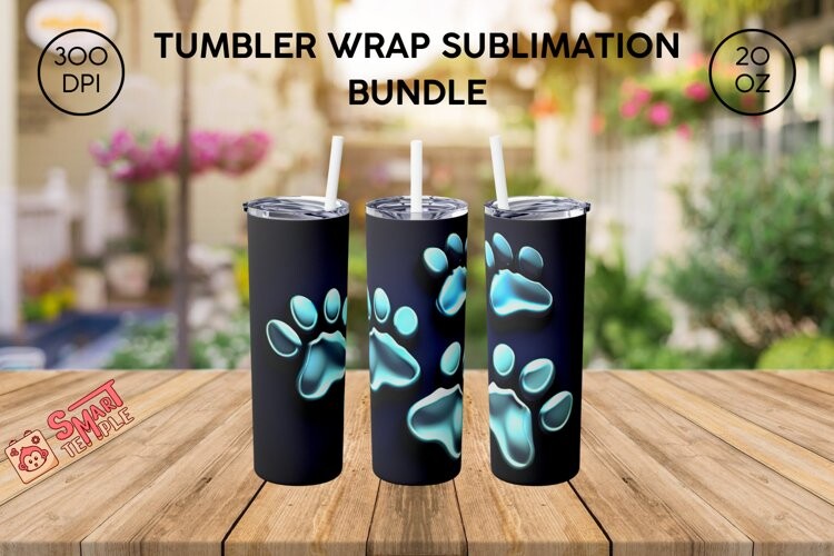 3D Paw Tumbler Wrap Sublimation Graphic by SmartTemple · Creative Fabrica
