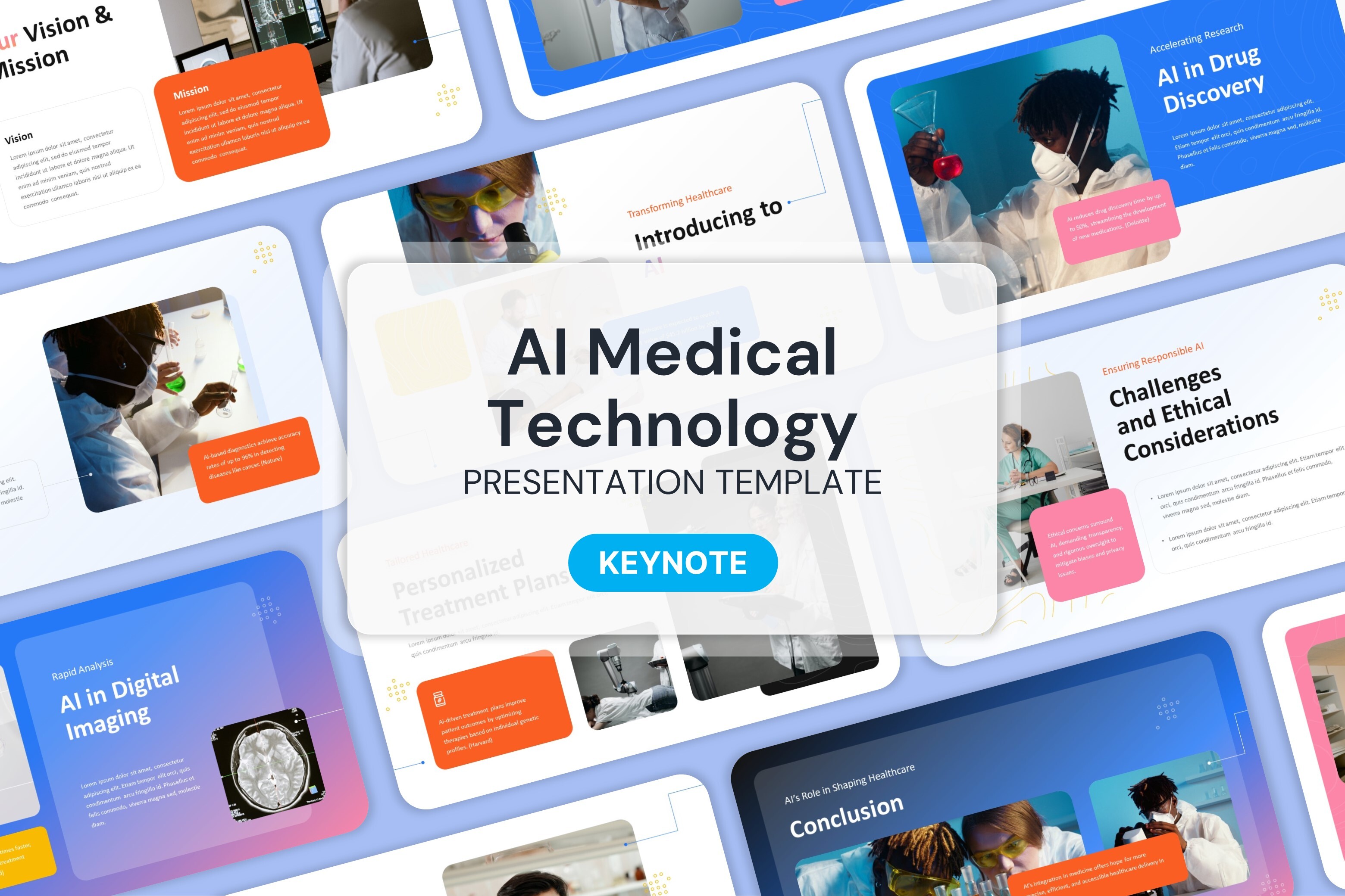 Plantilla de presentación de tecnología médica con IA