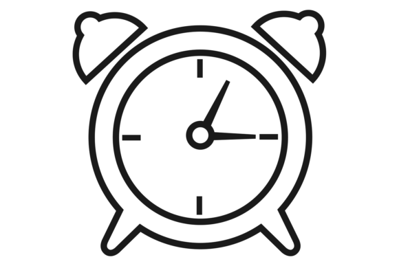 Alarm Clock Line Icon. Time Reminder Sym Graphic Illustrations By microvectorone