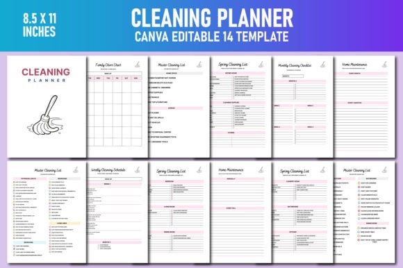 Cleaning Planner Canva KDP document template