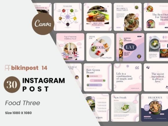Preview of Food Three Canva Instagram Post Template food social media design template