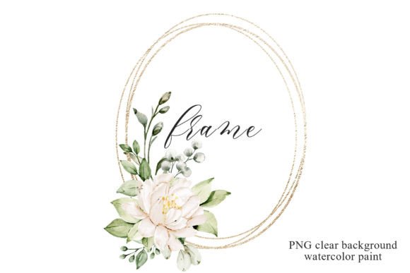 Gold Frame with Flowers, Floral Wreath.