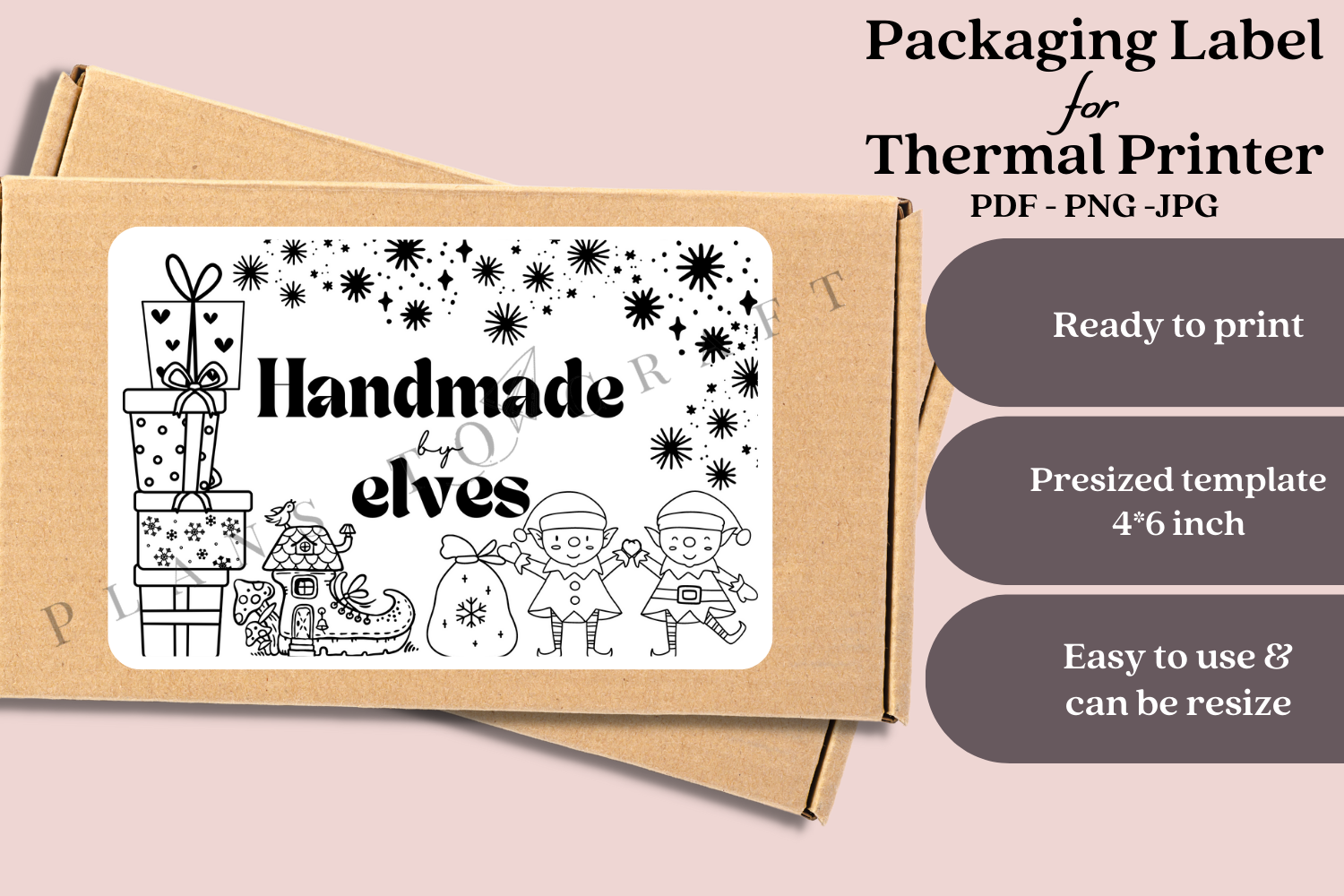 Handmade by Elves Label Thermal