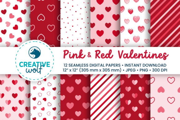 Pink and Red Valentine Seamless Patterns