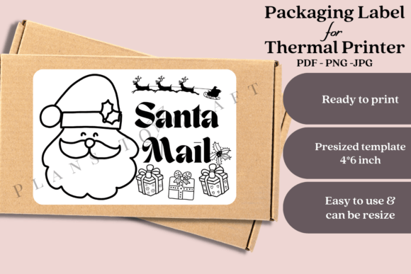 Santa Mail Christmas Label Thermal PNG
