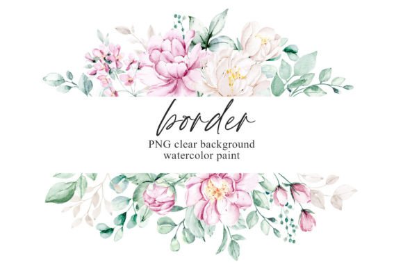 Watercolor Flower Frame Border, PNG