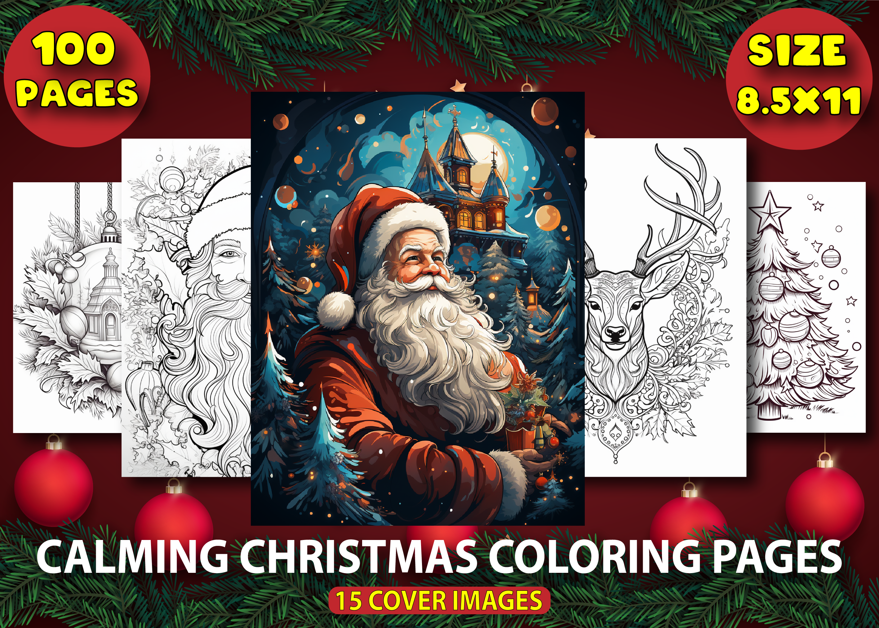 100 Calming Christmas Coloring Pages