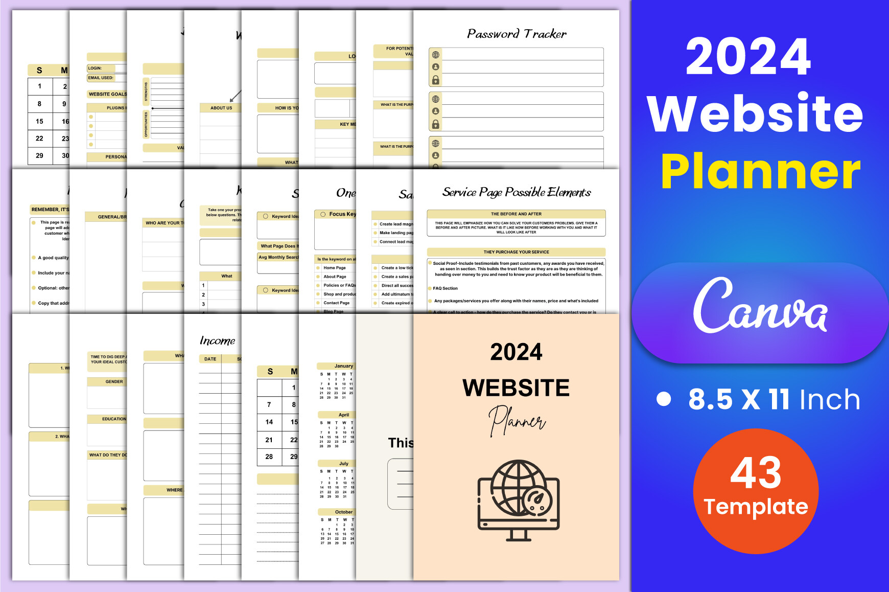 2024 Website Planner Canva Interior Graphic by munjixpro · Creative Fabrica