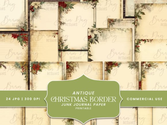 Antique Christmas Border Journal Paper