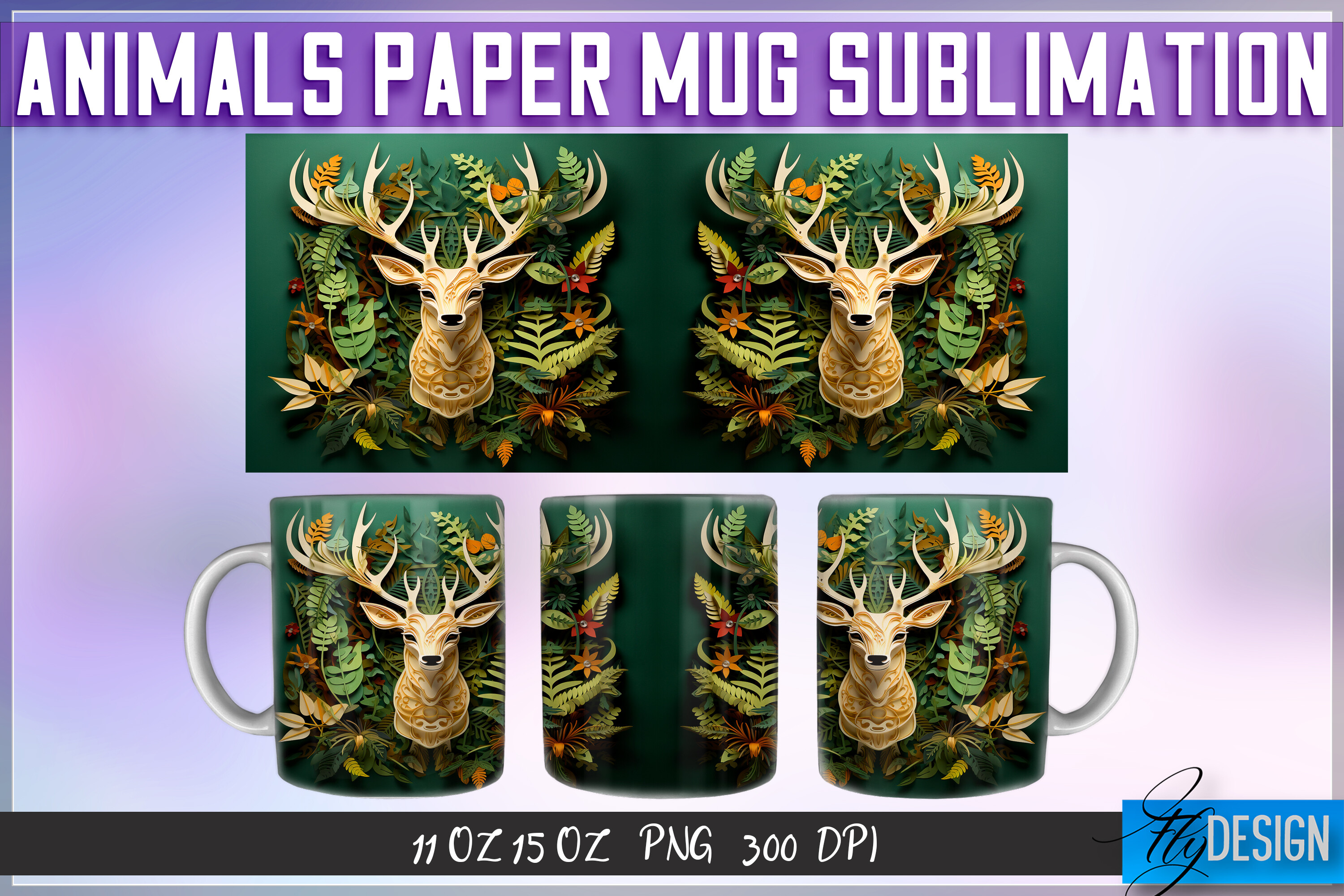 Deer Paper Mug Sublimation Graphic by flydesignsvg · Creative Fabrica