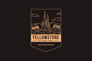 Line Art Yellowstone National Park Graphic by DOMHOUZE · Creative Fabrica