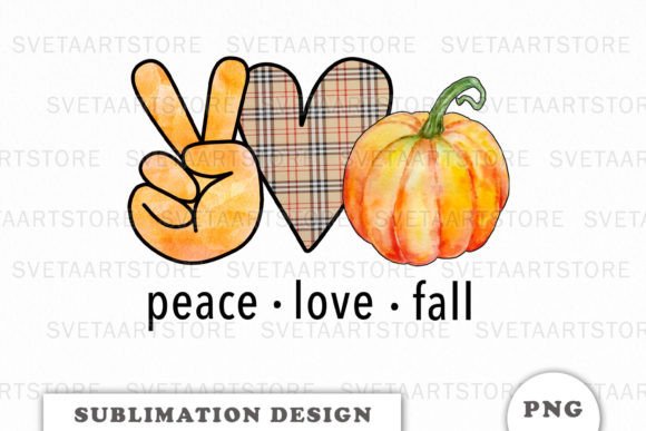 Preview of Peace Love Fall Png Sublimation T-shirt, sticker, and sublimation design