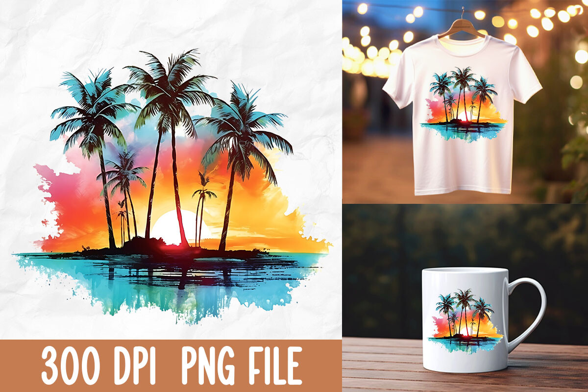 Retro 80s Vintage Sunset Palm Tree Graphic by Kanweat · Creative Fabrica