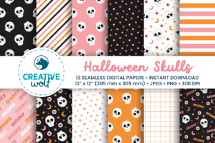 Skulls Halloween Digital Paper Pack Graphic by Creative Wolf Design ...