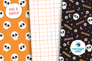 Skulls Halloween Digital Paper Pack Graphic by Creative Wolf Design ...