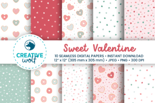 Sweet Valentine Seamless Pattern Bundle Graphic by Creative Wolf Design ...