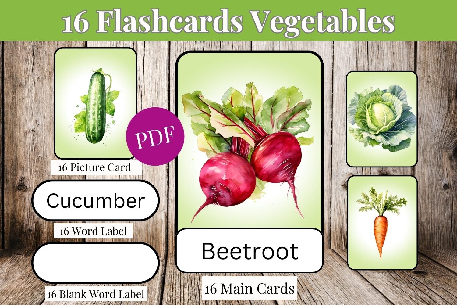 16 Adorable Vegetables Flashcards 874 Graphic by SWcreativeWhispers ...