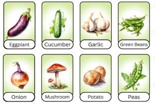 16 Adorable Vegetables Flashcards 874 Graphic by SWcreativeWhispers ...