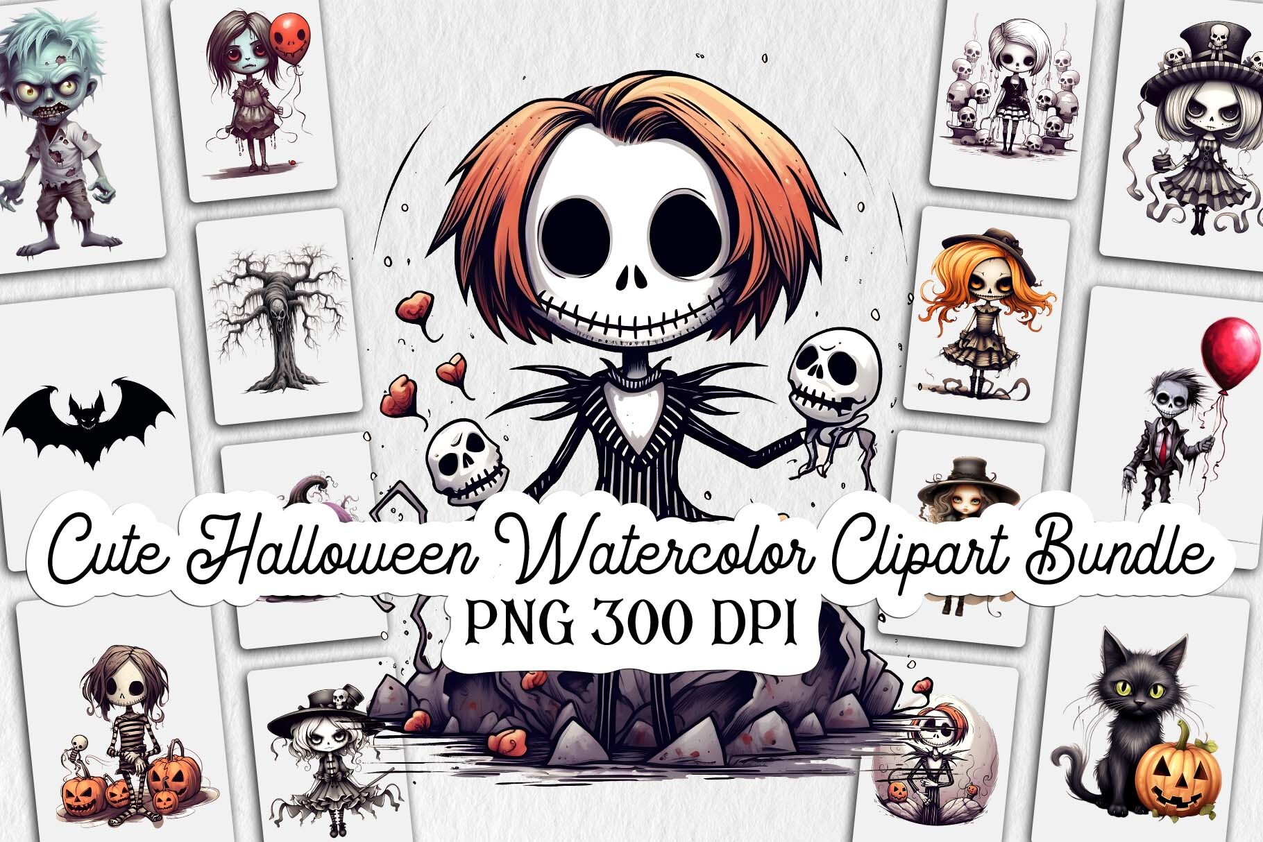 Cute Halloween Watercolor Clipart Bundle Graphic by Lloy Design ...