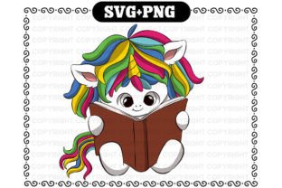 Cute Reading Unicorn Svg and Png Graphic by Lifua · Creative Fabrica