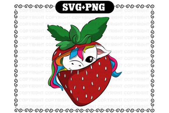 Cute Unicorn Strawberry Svg and Png Graphic by Lifua · Creative Fabrica