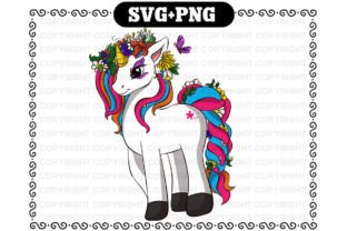 Cute Unicorn with Flowers Svg and Png Graphic by Lifua · Creative Fabrica