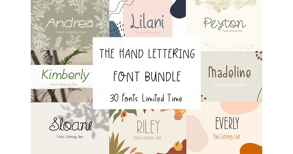 Hand Lettering Cute Fonts Bundle Bundle · Creative Fabrica font preview