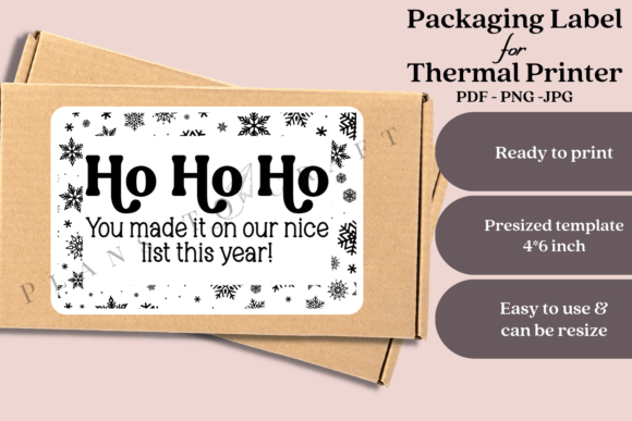 Ho Ho Ho Christmas Label Thermal PNG JPG