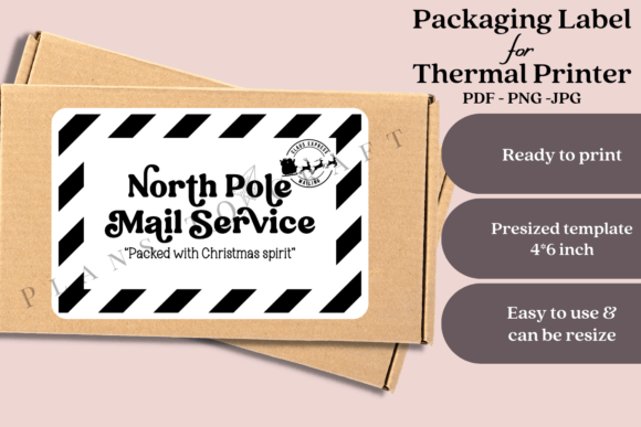 North Pole Christmas Label Thermal PNG