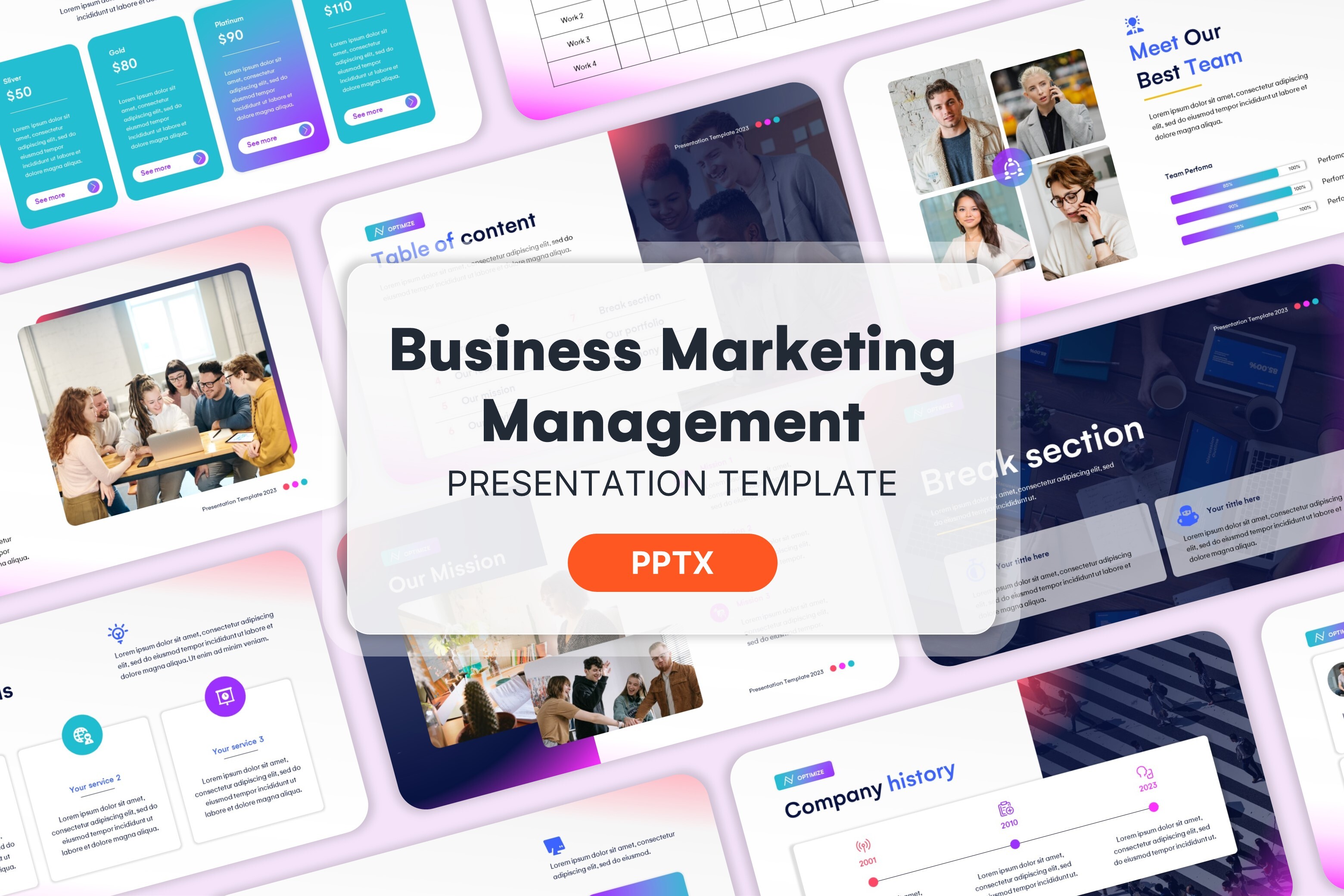 Optimizar la plantilla de PowerPoint de gestión de marketing empresarial