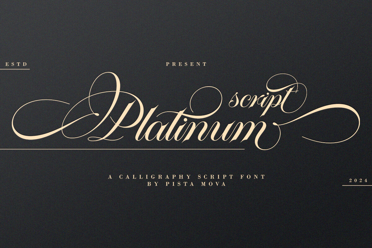 Platinum Script font preview, script calligraphy for recipient names