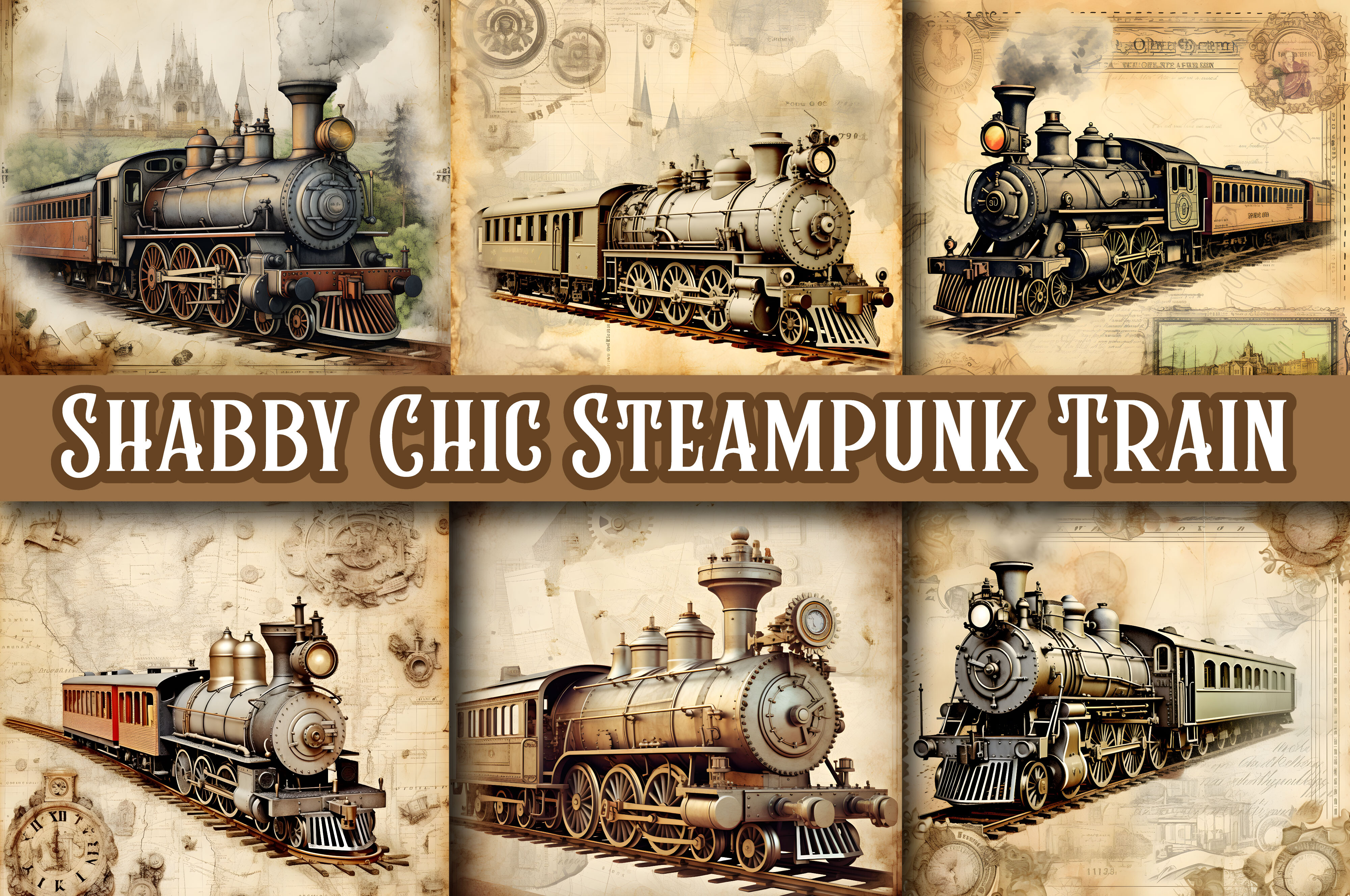Shabby Chic Steampunk Train Junk Journal Graphic by Omnia Hiba Designer ...