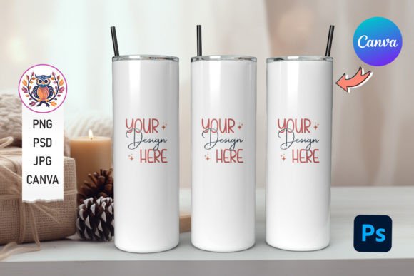 Skinny Tumbler Mockup PSD ( 20oz ) Graphic by Crafty Corner  Creative  Fabrica