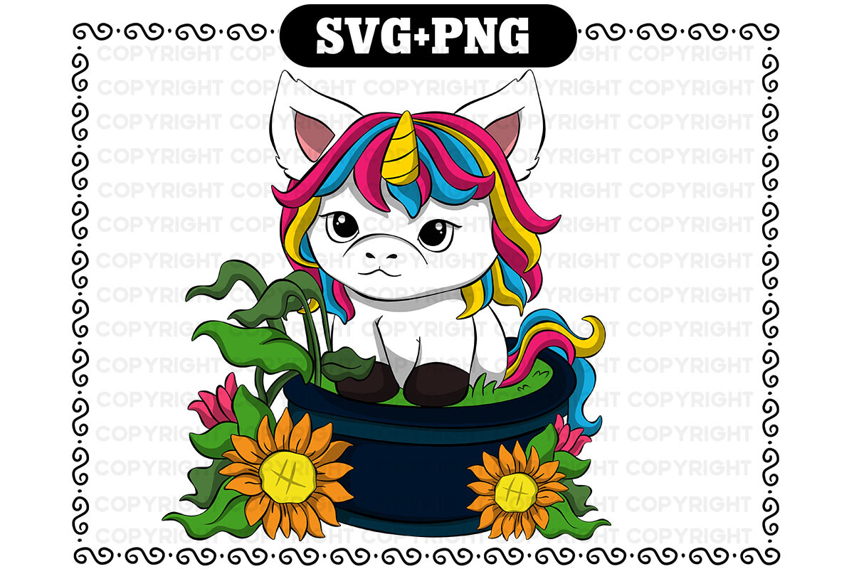 Sunflower Unicorn Svg and Png Graphic by Lifua · Creative Fabrica