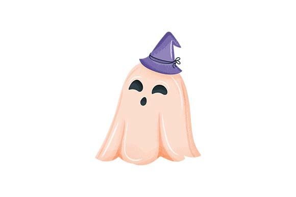 Cute Ghost with Witch Hat