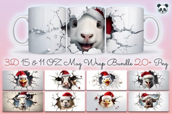 3d Christmas Farm Animal Mug Wrap Bundle Bundles