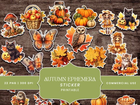 Autumn Ephemera Stickers Junk Journal