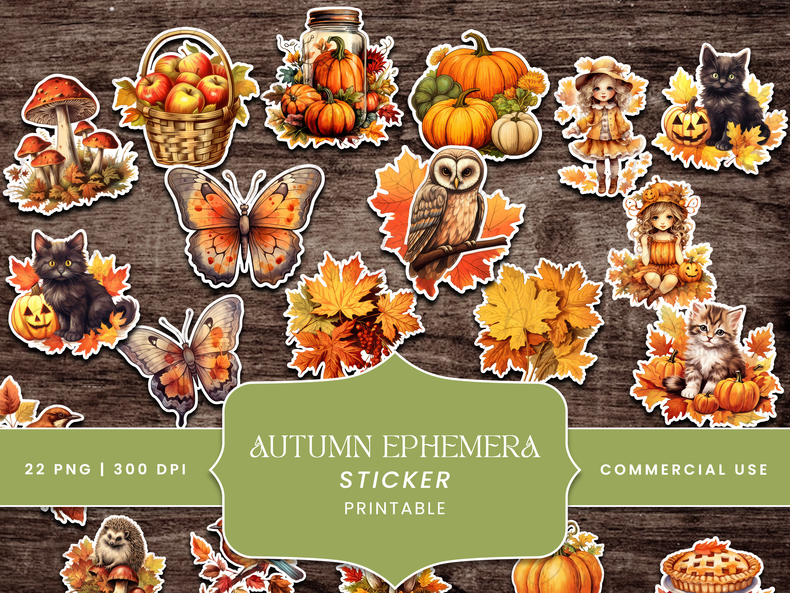 Autumn Ephemera Stickers Junk Journal