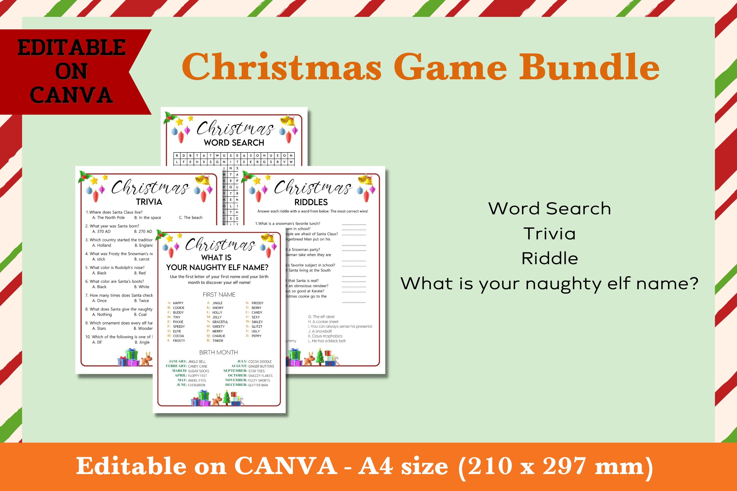 Christmas Game Bundle #4 - Editable