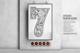 SEVEN DESIGNERS IN MONOGRAM / F．Baudot Elegant Number 7 Monogram Logo Flourish Graphic by artgrarisstudio