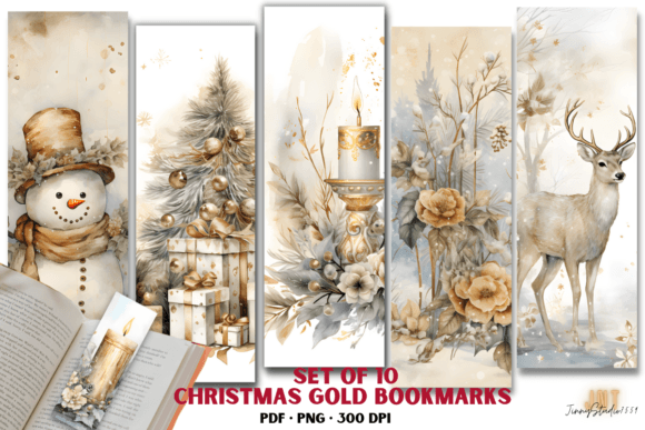 Gold Christmas Bookmark Sublimation