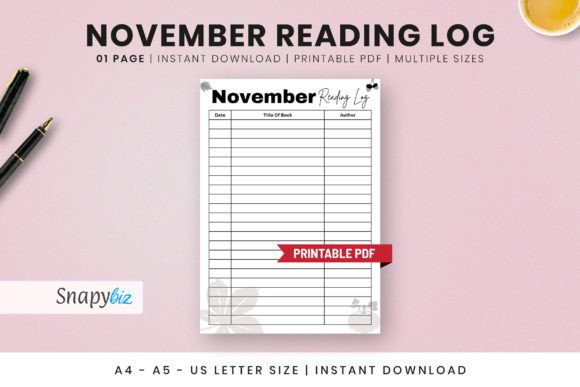 November Reading Log Free Printable