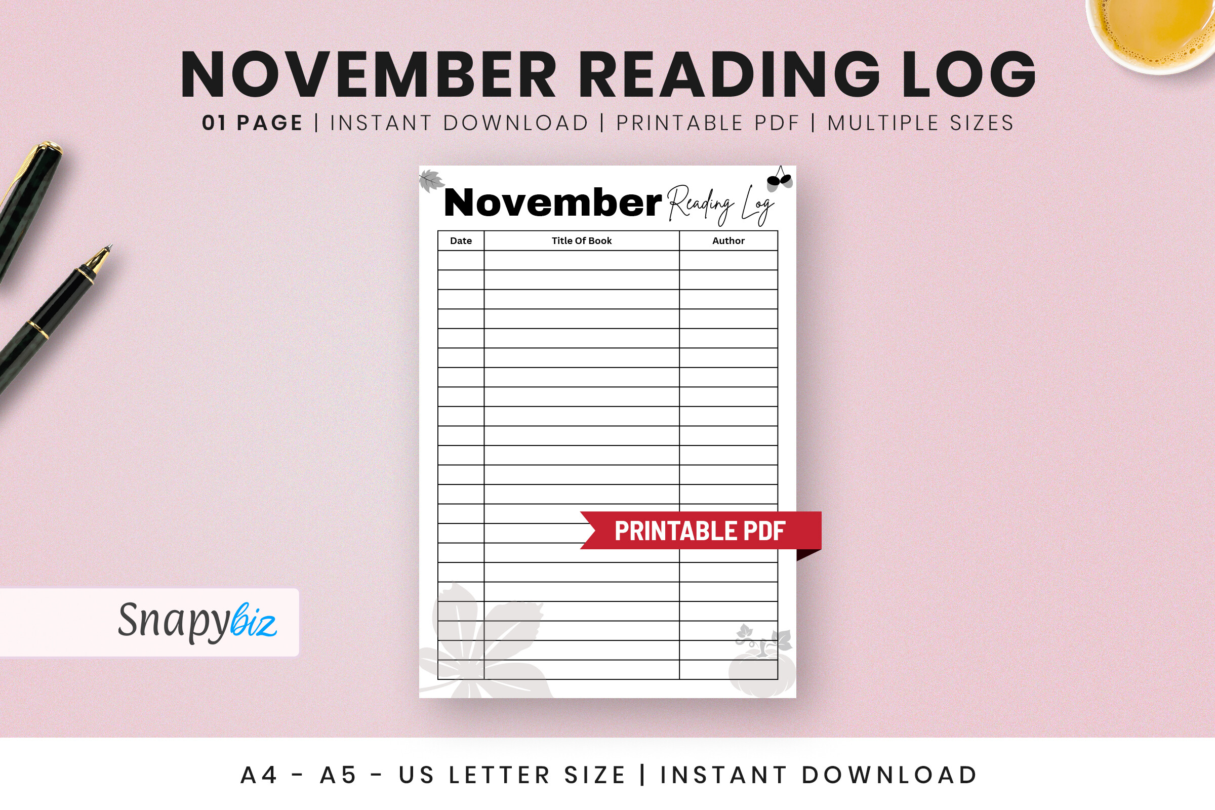 November Reading Log Free Printable