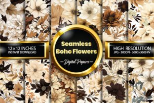 Seamless Boho Flowers Digital Papers Graphic by Hurairagraphics ...