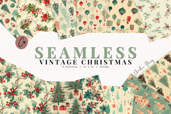 Seamless Vintage Christmas Digital Paper