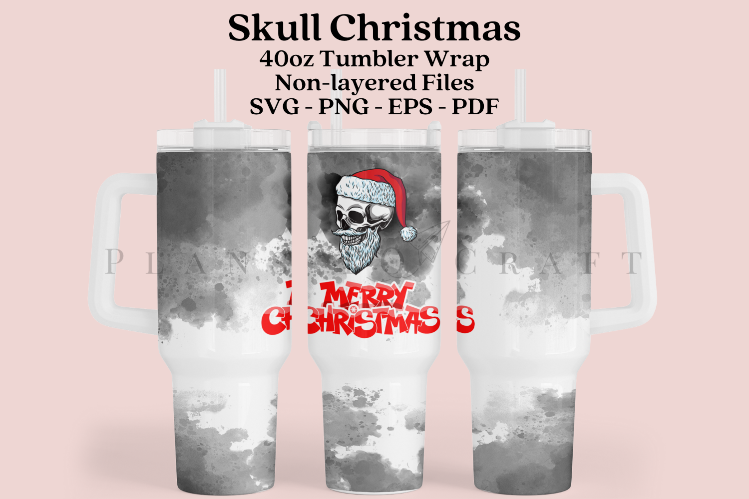 Skeleton Christmas 40oz Tumbler Wrap SVG Graphic by planstocraft ...