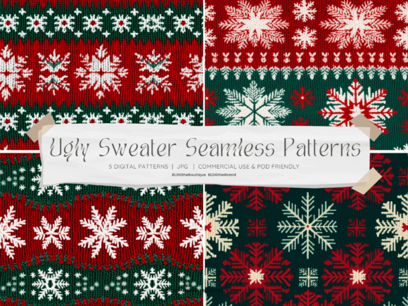 Ugly Christmas Sweater Seamless Patterns