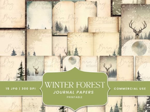 Winter Forest Junk Journal Vintage Paper